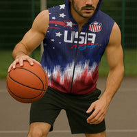 Custom Rugby USA Sleeveless Zip Hoodie American Icon - Wonder Print Shop