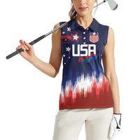 Custom Rugby USA Women Sleeveless Polo Shirt American Icon - Wonder Print Shop