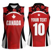 Custom Canada Pacific Rugby 2024 Women Sleeveless Polo Shirt Maple Pattern Jersey - Wonder Print Shop