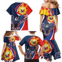 Filipino American History Month Family Matching Mermaid Dress and Hawaiian Shirt USA Eagle and Philippines Sun Symbol with National Flag - Wonder Print Shop