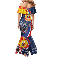 Filipino American History Month Family Matching Mermaid Dress and Hawaiian Shirt USA Eagle and Philippines Sun Symbol with National Flag - Wonder Print Shop