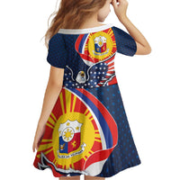 Filipino American History Month Family Matching Off Shoulder Maxi Dress and Hawaiian Shirt USA Eagle and Philippines Sun Symbol with National Flag - Wonder Print Shop