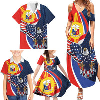 Filipino American History Month Family Matching Summer Maxi Dress and Hawaiian Shirt USA Eagle and Philippines Sun Symbol with National Flag - Wonder Print Shop