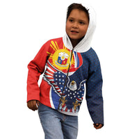 Filipino American History Month Kid Hoodie USA Eagle and Philippines Sun Symbol with National Flag - Wonder Print Shop