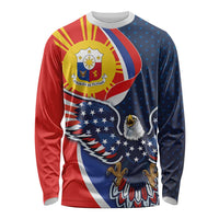 Filipino American History Month Long Sleeve Shirt USA Eagle and Philippines Sun Symbol with National Flag - Wonder Print Shop