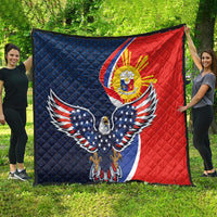 Filipino American History Month Quilt USA Eagle and Philippines Sun Symbol with National Flag - Wonder Print Shop