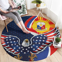 Filipino American History Month Round Carpet USA Eagle and Philippines Sun Symbol with National Flag