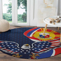 Filipino American History Month Round Carpet USA Eagle and Philippines Sun Symbol with National Flag