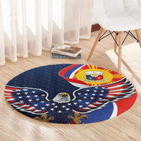 Filipino American History Month Round Carpet USA Eagle and Philippines Sun Symbol with National Flag