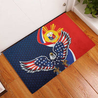 Filipino American History Month Rubber Doormat USA Eagle and Philippines Sun Symbol with National Flag - Wonder Print Shop