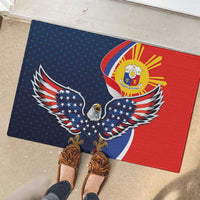 Filipino American History Month Rubber Doormat USA Eagle and Philippines Sun Symbol with National Flag - Wonder Print Shop