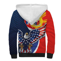 Filipino American History Month Sherpa Hoodie USA Eagle and Philippines Sun Symbol with National Flag - Wonder Print Shop