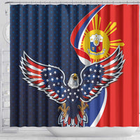 Filipino American History Month Shower Curtain USA Eagle and Philippines Sun Symbol with National Flag