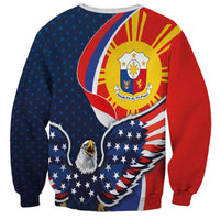 Filipino American History Month Sweatshirt USA Eagle and Philippines Sun Symbol with National Flag - Wonder Print Shop