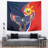 Filipino American History Month Tapestry USA Eagle and Philippines Sun Symbol with National Flag - Wonder Print Shop