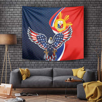 Filipino American History Month Tapestry USA Eagle and Philippines Sun Symbol with National Flag - Wonder Print Shop
