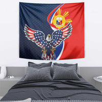 Filipino American History Month Tapestry USA Eagle and Philippines Sun Symbol with National Flag - Wonder Print Shop