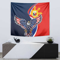 Filipino American History Month Tapestry USA Eagle and Philippines Sun Symbol with National Flag - Wonder Print Shop