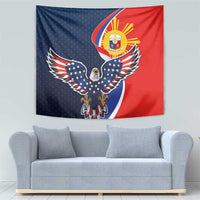 Filipino American History Month Tapestry USA Eagle and Philippines Sun Symbol with National Flag - Wonder Print Shop