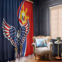 Filipino American History Month Window Curtain USA Eagle and Philippines Sun Symbol with National Flag - Wonder Print Shop