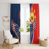 Filipino American History Month Window Curtain USA Eagle and Philippines Sun Symbol with National Flag - Wonder Print Shop