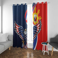 Filipino American History Month Window Curtain USA Eagle and Philippines Sun Symbol with National Flag - Wonder Print Shop