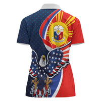 Filipino American History Month Women Polo Shirt USA Eagle and Philippines Sun Symbol with National Flag - Wonder Print Shop