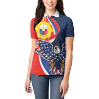 Filipino American History Month Women Polo Shirt USA Eagle and Philippines Sun Symbol with National Flag - Wonder Print Shop