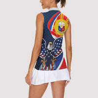 Filipino American History Month Women Sleeveless Polo Shirt USA Eagle and Philippines Sun Symbol with National Flag - Wonder Print Shop