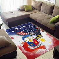 Filipino American History Month Area Rug USA Eagle and Philippines Coat of Arms Symbol with National Flag - Wonder Print Shop
