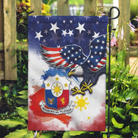 Filipino American History Month Garden Flag USA Eagle and Philippines Coat of Arms Symbol with National Flag - Wonder Print Shop