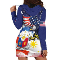 Filipino American History Month Hoodie Dress USA Eagle and Philippines Coat of Arms Symbol with National Flag - Wonder Print Shop