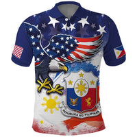Filipino American History Month Polo Shirt USA Eagle and Philippines Coat of Arms Symbol with National Flag - Wonder Print Shop