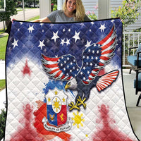 Filipino American History Month Quilt USA Eagle and Philippines Coat of Arms Symbol with National Flag - Wonder Print Shop