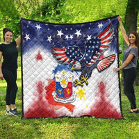Filipino American History Month Quilt USA Eagle and Philippines Coat of Arms Symbol with National Flag - Wonder Print Shop