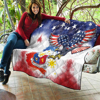 Filipino American History Month Quilt USA Eagle and Philippines Coat of Arms Symbol with National Flag - Wonder Print Shop
