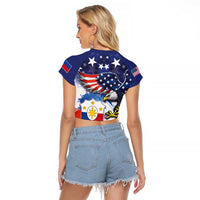 Filipino American History Month Raglan Cropped T Shirt USA Eagle and Philippines Coat of Arms Symbol with National Flag - Wonder Print Shop