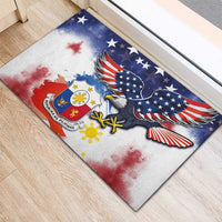 Filipino American History Month Rubber Doormat USA Eagle and Philippines Coat of Arms Symbol with National Flag - Wonder Print Shop
