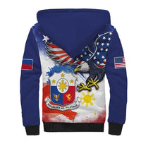 Filipino American History Month Sherpa Hoodie USA Eagle and Philippines Coat of Arms Symbol with National Flag - Wonder Print Shop