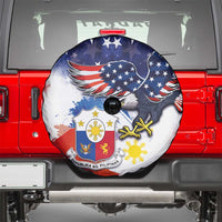 Filipino American History Month Spare Tire Cover USA Eagle and Philippines Coat of Arms Symbol with National Flag - Wonder Print Shop