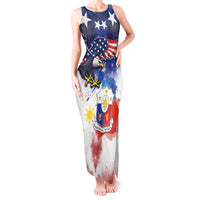 Filipino American History Month Tank Maxi Dress USA Eagle and Philippines Coat of Arms Symbol with National Flag - Wonder Print Shop