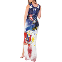 Filipino American History Month Tank Maxi Dress USA Eagle and Philippines Coat of Arms Symbol with National Flag - Wonder Print Shop