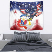 Filipino American History Month Tapestry USA Eagle and Philippines Coat of Arms Symbol with National Flag - Wonder Print Shop