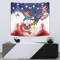 Filipino American History Month Tapestry USA Eagle and Philippines Coat of Arms Symbol with National Flag - Wonder Print Shop