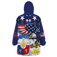 Filipino American History Month Wearable Blanket Hoodie USA Eagle and Philippines Coat of Arms Symbol with National Flag - Wonder Print Shop