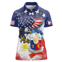 Filipino American History Month Women Polo Shirt USA Eagle and Philippines Coat of Arms Symbol with National Flag - Wonder Print Shop