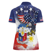 Filipino American History Month Women Polo Shirt USA Eagle and Philippines Coat of Arms Symbol with National Flag - Wonder Print Shop