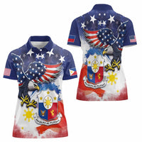 Filipino American History Month Women Polo Shirt USA Eagle and Philippines Coat of Arms Symbol with National Flag - Wonder Print Shop