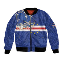 Custom Cape Verde National Football Bomber Jacket Glory Blue Sharks - Wonder Print Shop