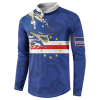 Custom Cape Verde National Football Button Sweatshirt Glory Blue Sharks